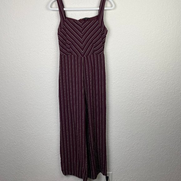 PAPERMOON Womens M Contrasting Stripe Tie Front Jumpsuit Pockets Back Zip - Picture 2 of 10